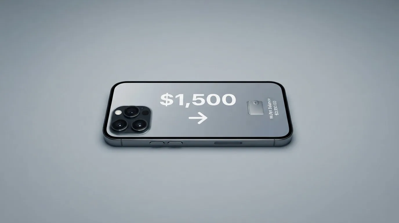 A phone showing a stablecoin transfer screen