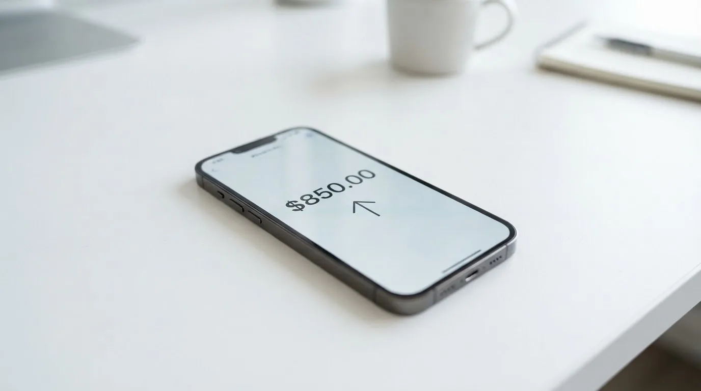 A phone showing a stablecoin transfer screen
