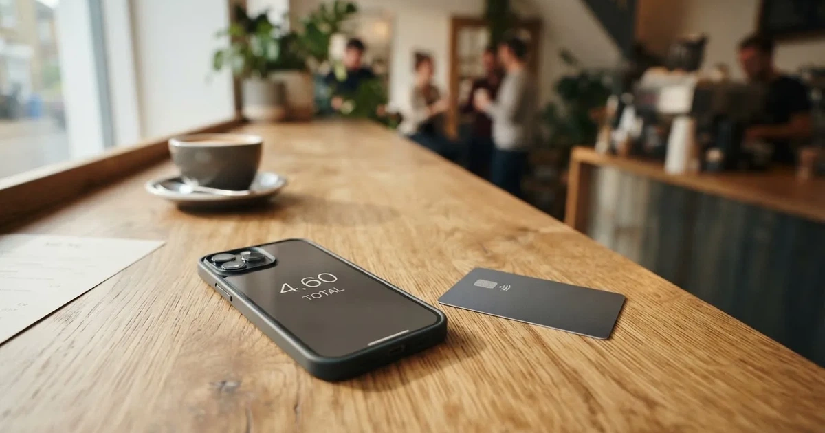 A payment card next to a phone with a crypto wallet app open