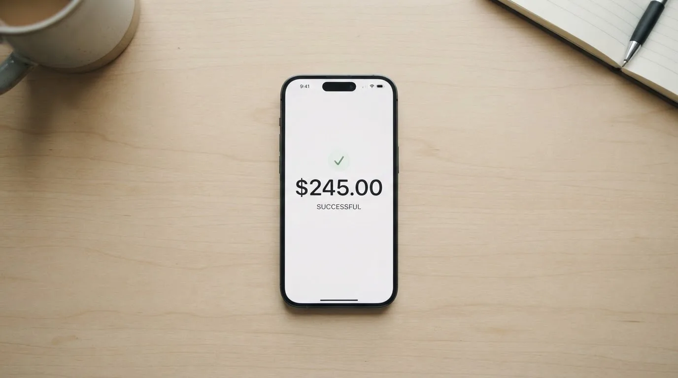 A phone showing a stablecoin transfer screen