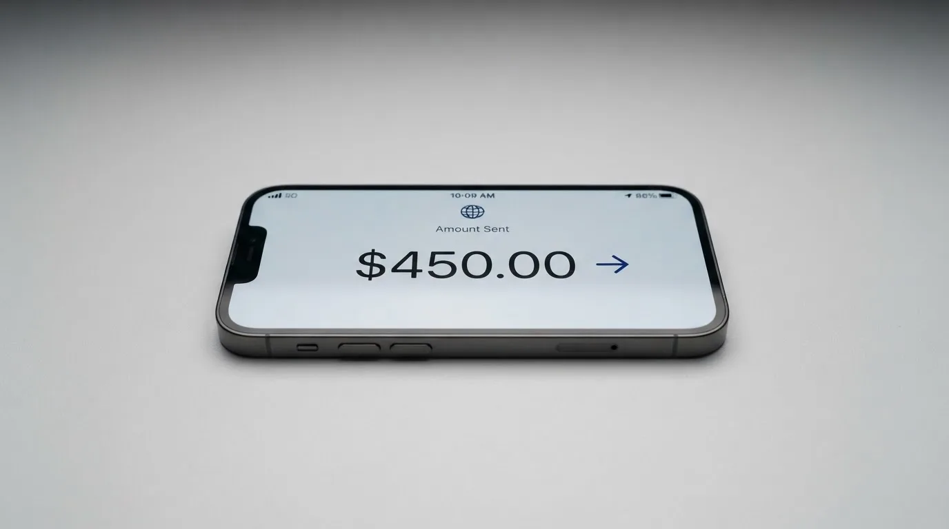 A phone showing a stablecoin transfer screen