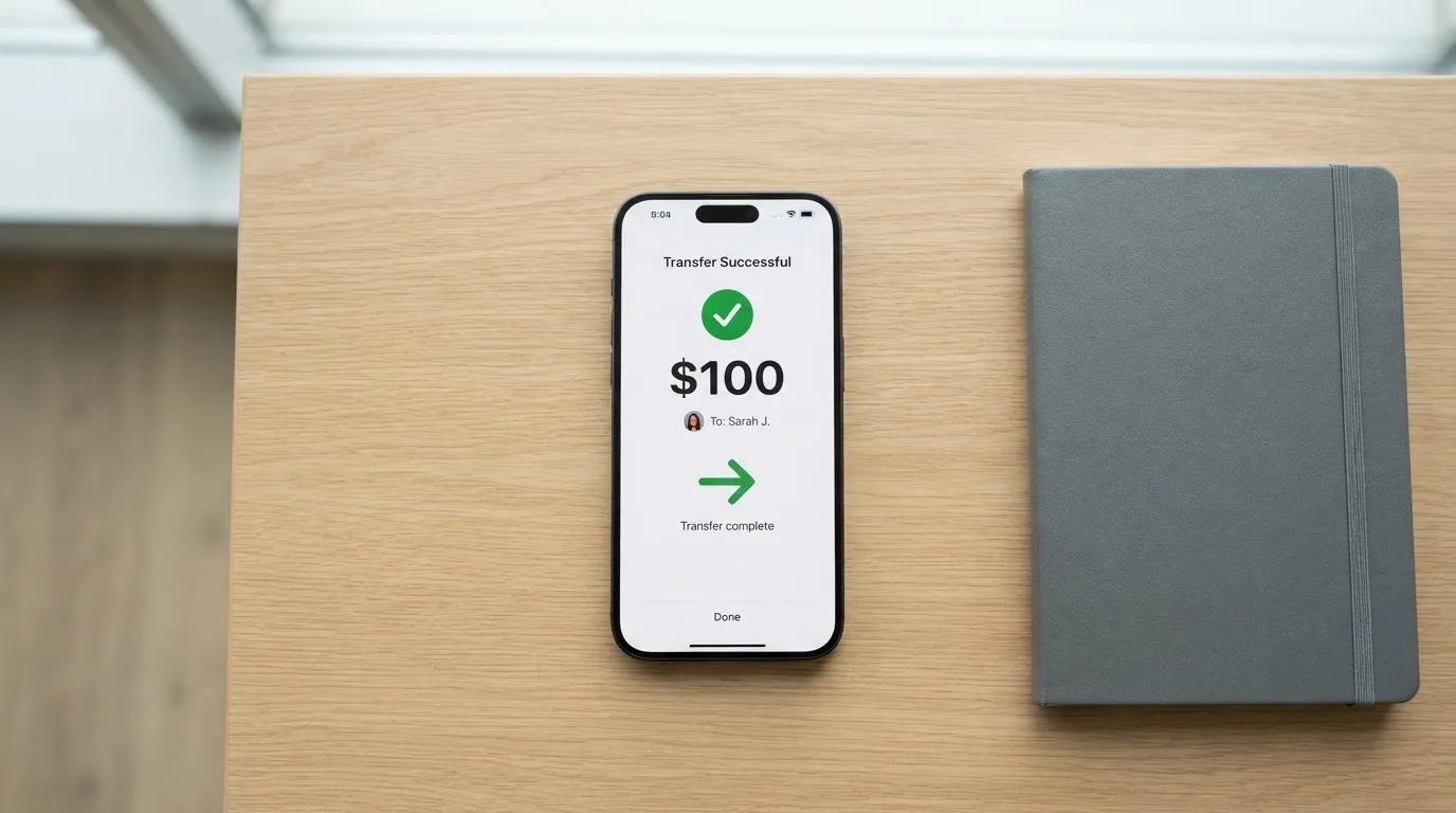 A phone showing a stablecoin transfer screen