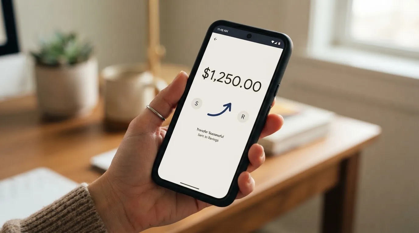 A phone showing a stablecoin transfer screen