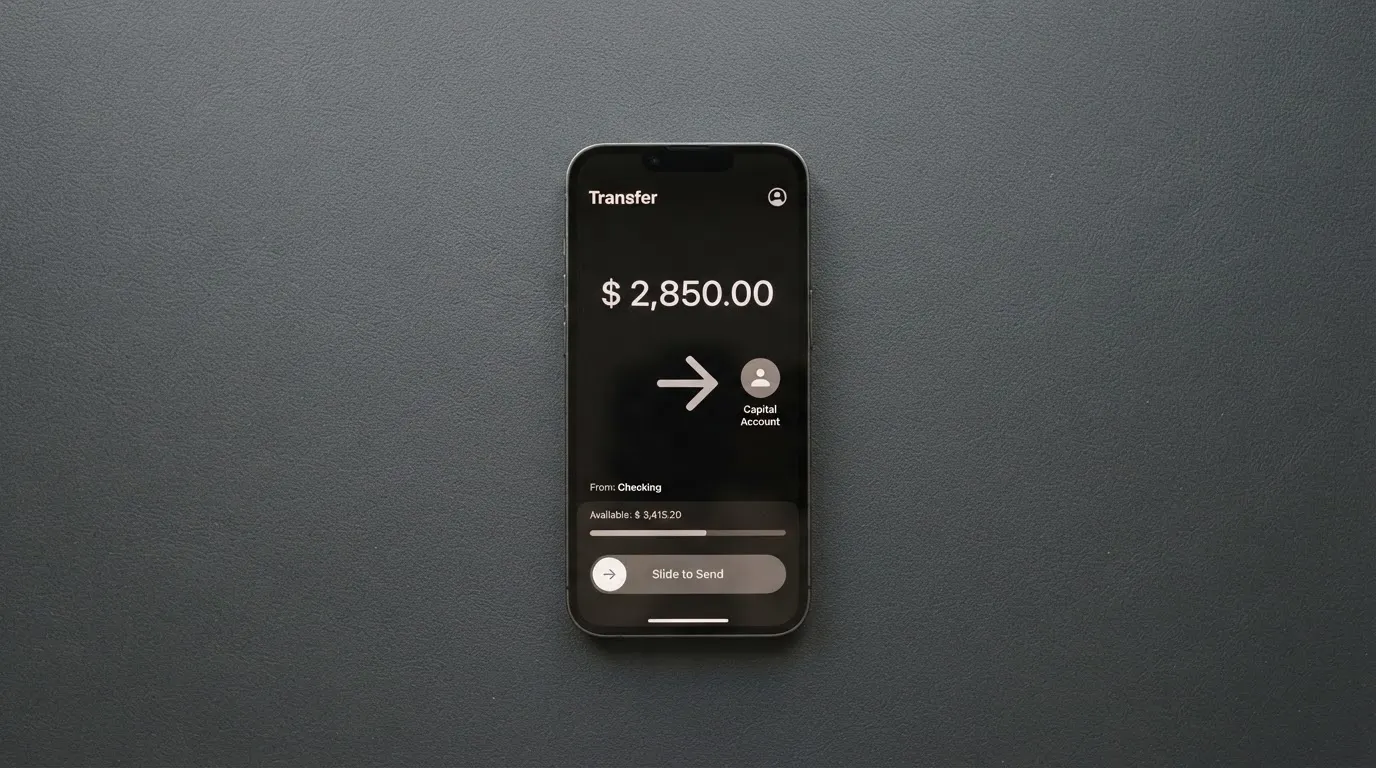 A phone showing a stablecoin transfer screen