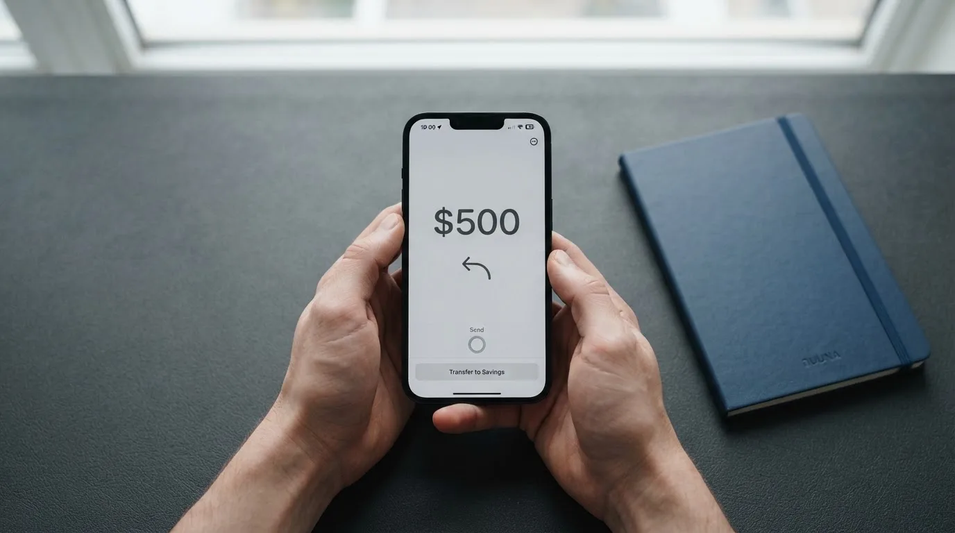 A phone showing a stablecoin transfer screen