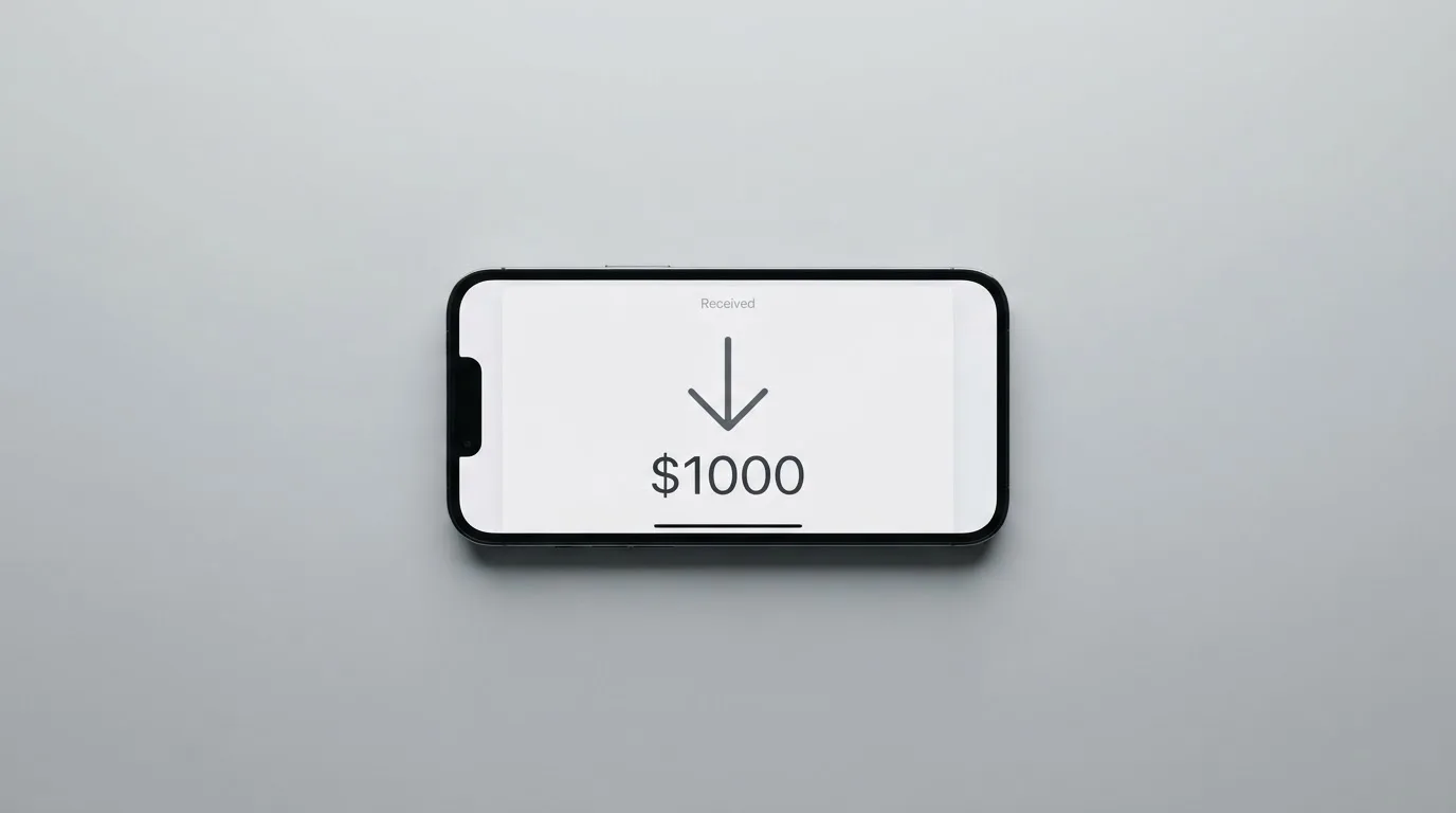 A phone showing a stablecoin transfer screen