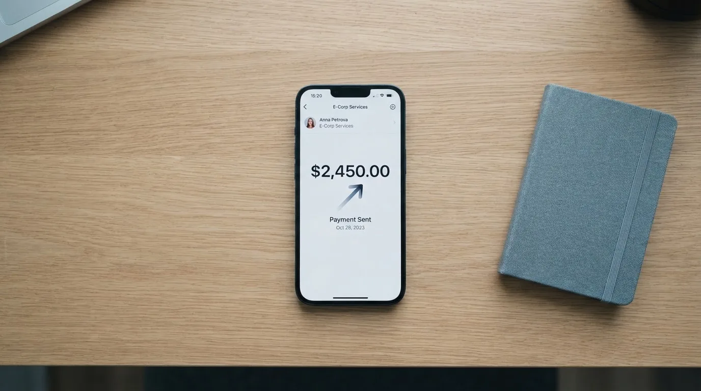 A phone showing a stablecoin transfer screen