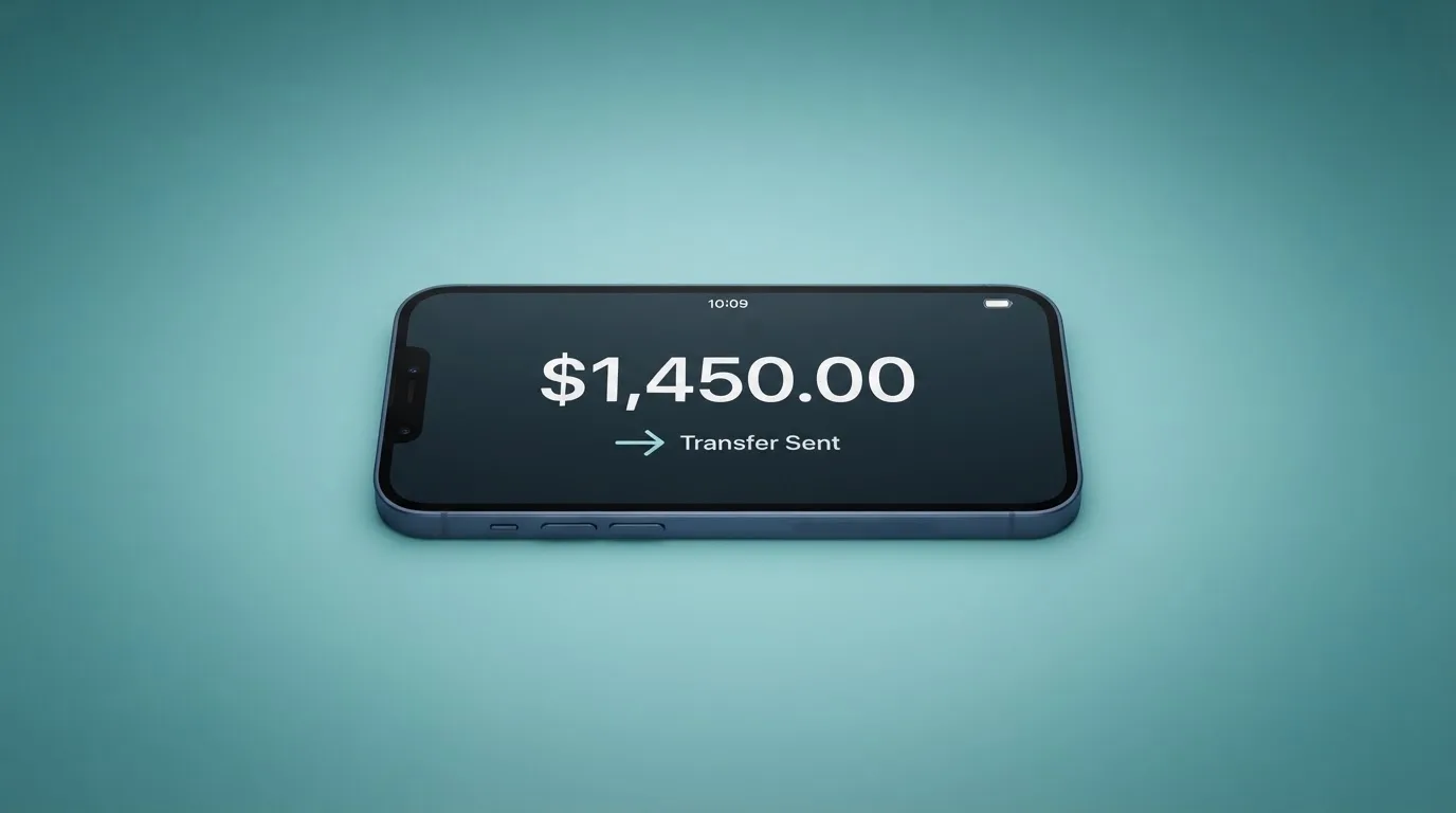 A phone showing a stablecoin transfer screen