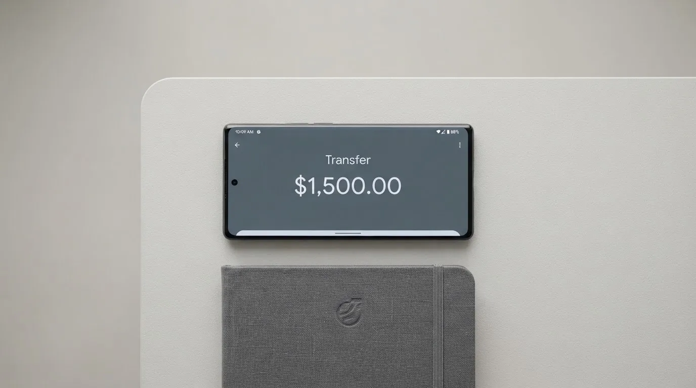 A phone showing a stablecoin transfer screen