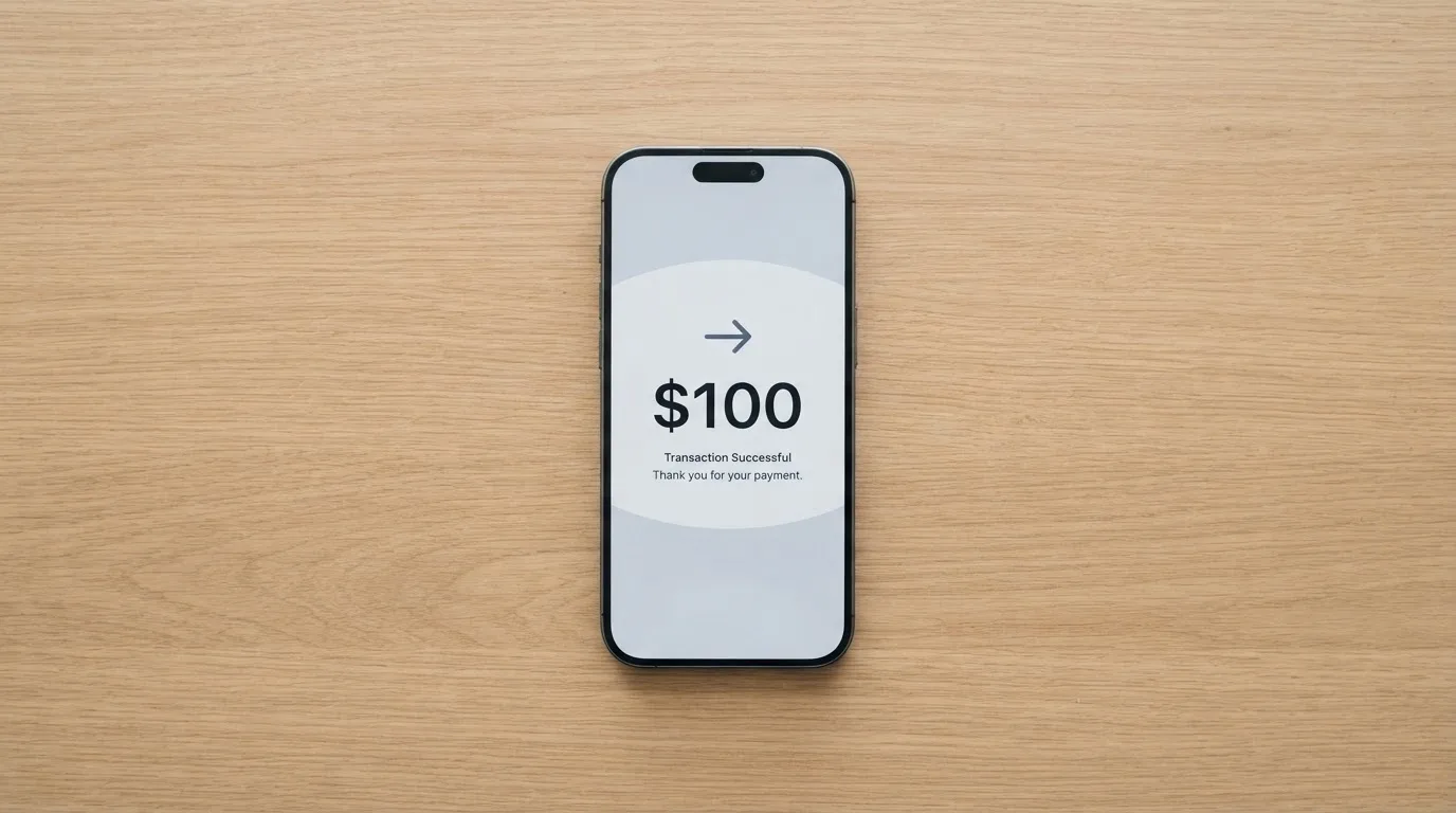 A phone showing a stablecoin transfer screen