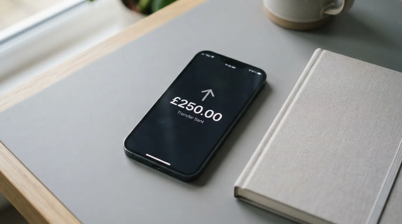 A phone showing a stablecoin transfer screen