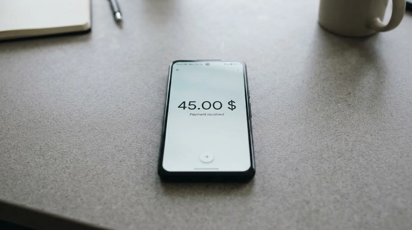 A phone showing a stablecoin transfer screen