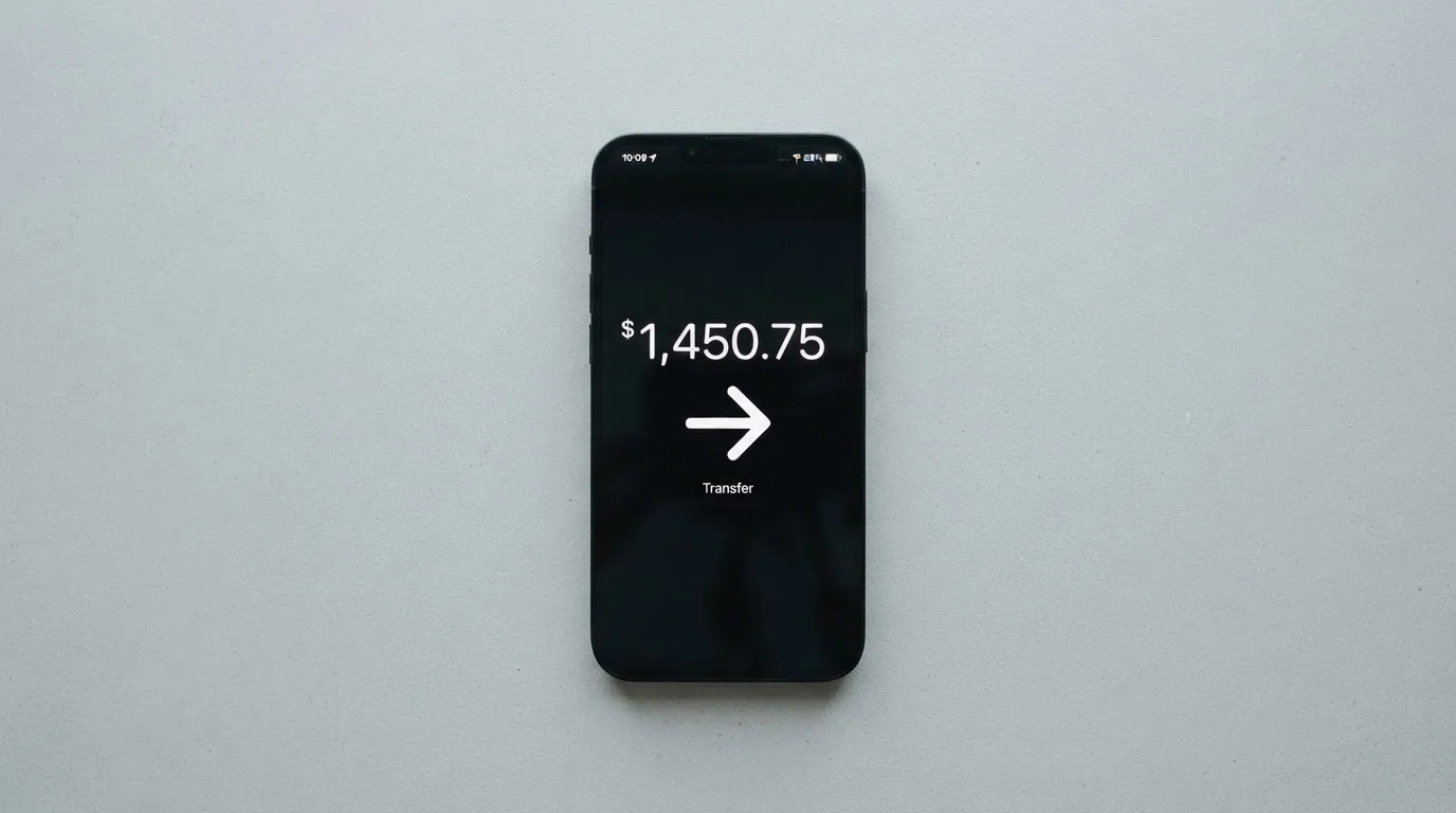 A phone showing a stablecoin transfer screen