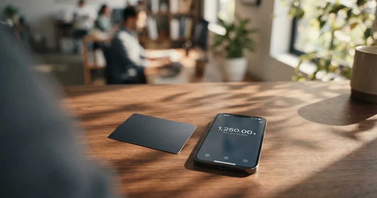 Several payment cards fanned out next to a phone with a crypto wallet app