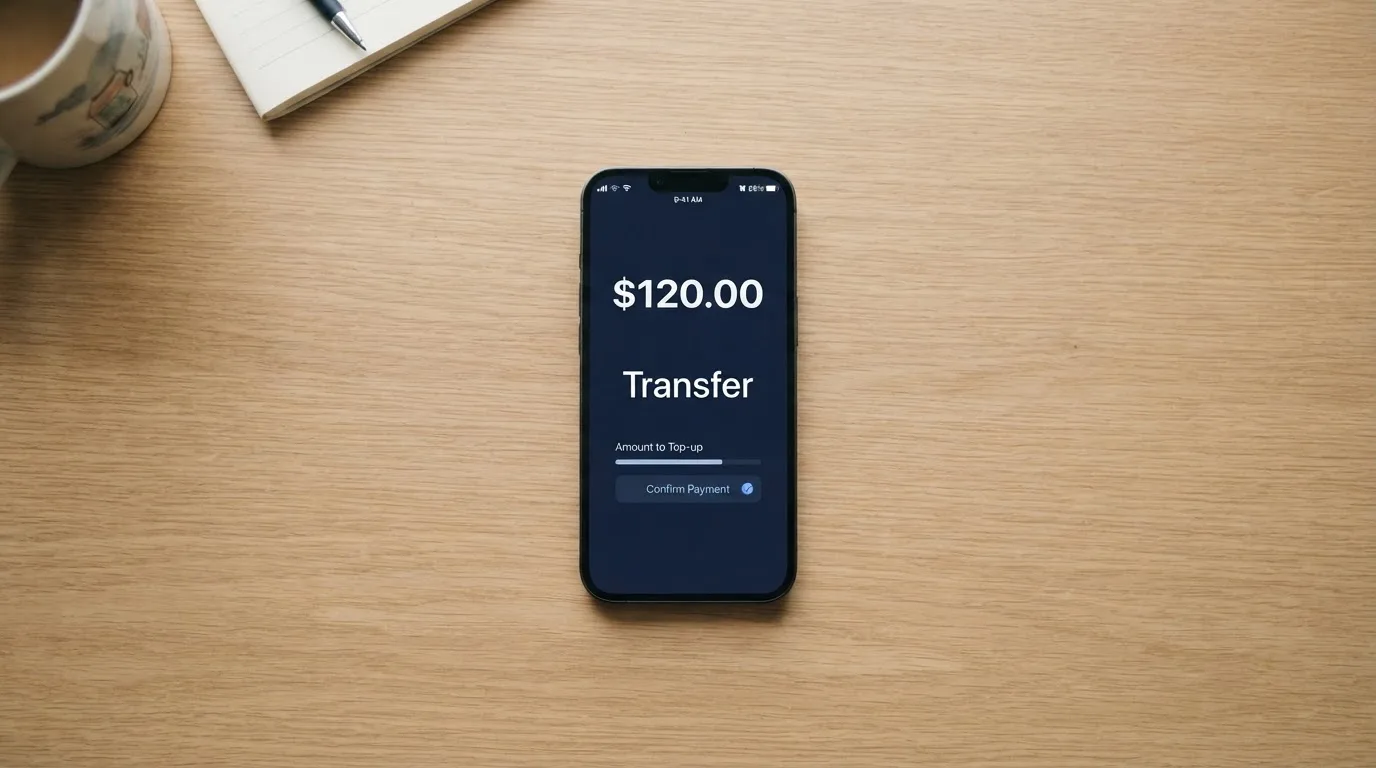 A phone showing a stablecoin transfer screen